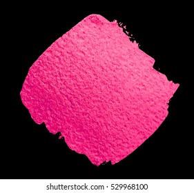 Vector pink brush stroke for you amazing design project. Watercolor texture paint stain isolated on black. Abstract hand painted glitter background for invitation, gift, wedding, birthday card.