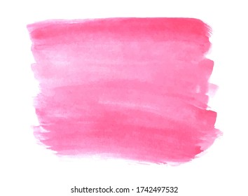 Vector pink brushstroke watercolor background isolated on white background, stock vector illustration for design and decor, banner, postcard, card