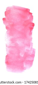 Vector pink brushstroke watercolor background isolated on white background, stock vector illustration for design and decor, banner, postcard, card