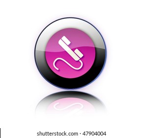 vector pink button phone