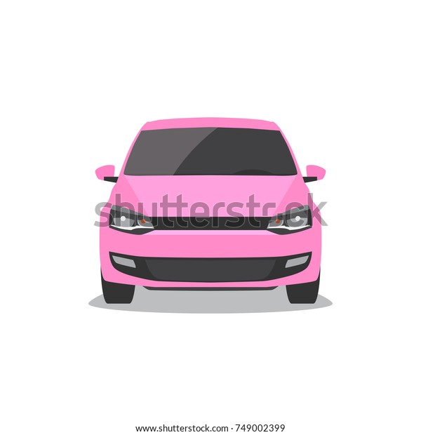 Vector pink car. Front\
view.