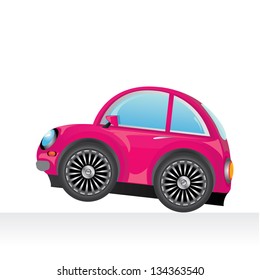 vector pink car icon. vector toy car. kids background for boy.