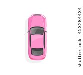 Vector pink car. Top view.