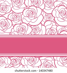 Vector pink card with roses.