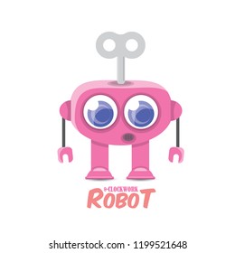 vector pink cartoon cute flat robot icon isolated on transparent background. pink funny robot logo design template