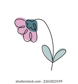 Flores chamomile rosa vectorial con silueta resplandeciente aisladas en fondo blanco. Diseño para logotipo, tarjeta de visita, volante.