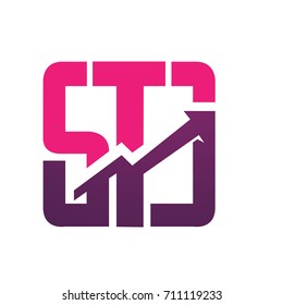 Vector Pink Chart Letter S T C Logo