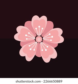 vector de flores de cerezo rosa en un fondo oscuro