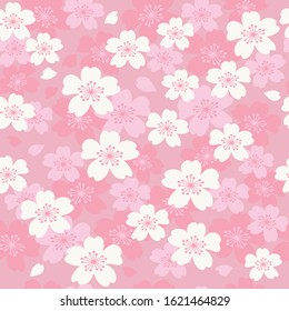 Vector pink cherry blossoms seamless pattern