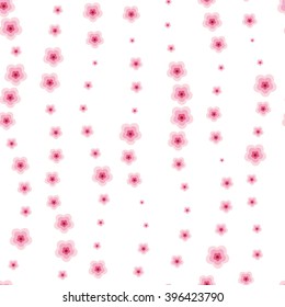Vector Pink Cherry Sakura Flowers Seamless Pattern
