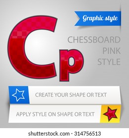 Vector pink chessboard graphic style. You can apply this style to any fonts and objects