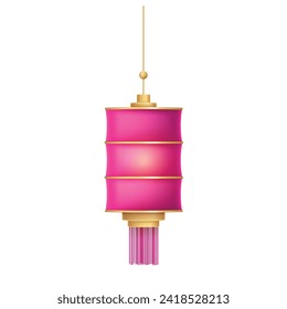 linterna china vectorial rosa de forma circular composición realista con linterna festiva aplanada.
