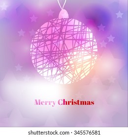Vector pink Christmas background with xmas tree decoration