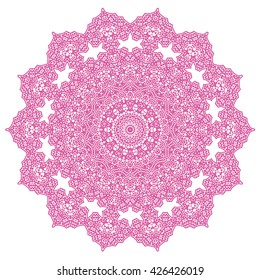 Vector Pink Circle Ornament Isolated on White Background
