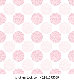 Vector pink circles dots, stripes seamless pattern background. Perfect for card, invitation, poster, diary, album, sketchbook cover, textile, fabric.