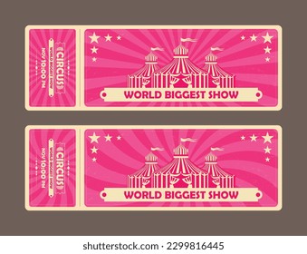 Vector pink circus tent ticket