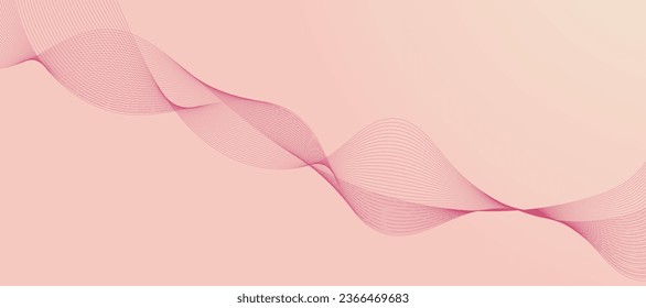 Vector pink color abstract wave design element. Smoky waves background