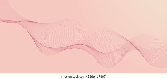 Vector pink color abstract wave design element. Smoky waves background