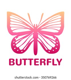 Vector pink color butterfly icon illustration