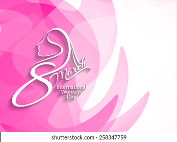 Vector pink color card design for Women's day. 