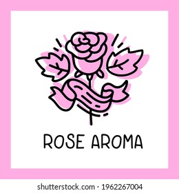Flor rosa de color rosa de vectores con texto y marco en fondo blanco