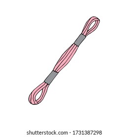 Vector Pink Colored Hand Drawn Sketch Doodle Embroidery Floss Threads Isolated On White Background