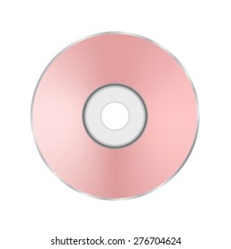 Vector Pink Compact Disc Isolated on White Background.