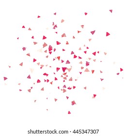 Vector pink confetti. Streamers, confetti, glitter and ribbons background. Anniversary pink confetti backdrop.