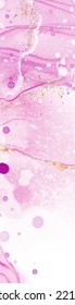 Vector pink coral banner. Hand drawn abstract paint brush stroke. Wave element.
