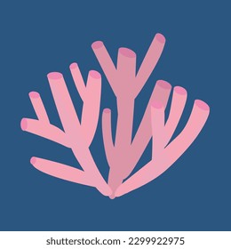 Ilustración de estilo plano de coral rosa vector. Corales rosados en clipart marino