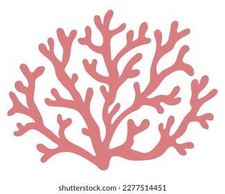 Vector pink coral icon. Under the sea illustration with cute seaweeds. Ocean plant clipart. Cartoon underwater or marine clip art for children isolated on white background
