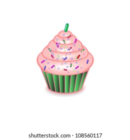 Vector pink cupcake