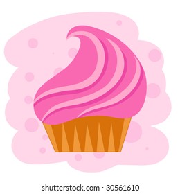 Vector pink cupcake