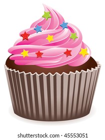 vector pink cupcake