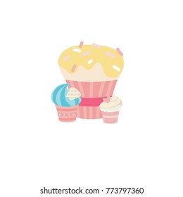 vector pink cupcake