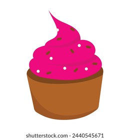 ilustración vectorial de magdalena rosa sobre fondo blanco