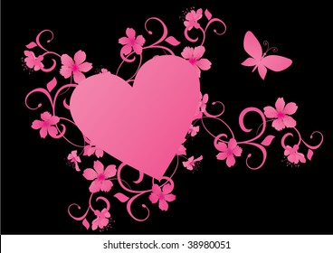 Vector corazón curvado rosa