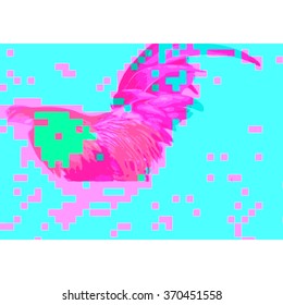 vector pink cyan colors modern abstract digital pixels glitched cock graphic design damaged data file background 