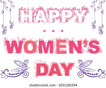 Vector pink decor lettering  Happy Women's day