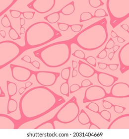 Vector pink design seamless pattern with glasses. Shapes in endless pattern design. Rims seamless pattern for print, textile, fabric, clothing, accessories, background in a modern way