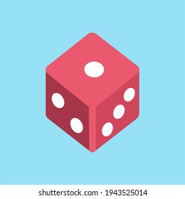 vector of pink dice on bright blue background