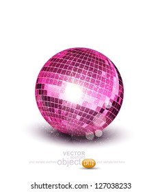 Vector pink disco ball on a white background