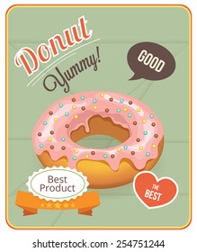 Vector pink donut banner illustration