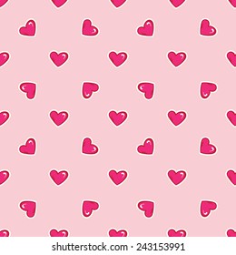 Vector pink doodle hand drawn Saint Valentine's Day hearts seamless pattern