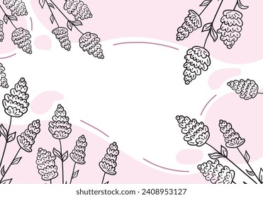 Vector pink doodle plant background. For marketing material, social networks, visual content.