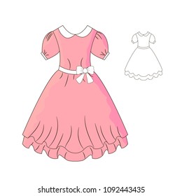 Vector pink dress for girl with bow
