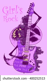 Vector pink electric guitar