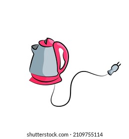 hervidor eléctrico rosa vectorial en fondo blanco