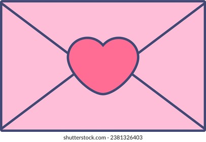 vector pink envelope closed with heart sticker