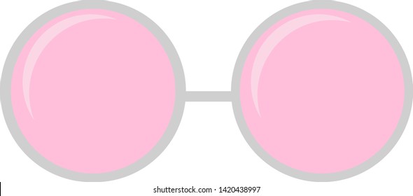 Vector pink eyeglasses with grey frame, circle style